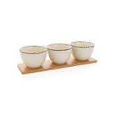 Set de cuencos Ukiyo de 3 piezas con bandeja de bambú, blanc