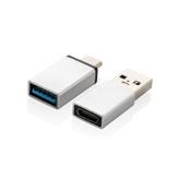 USB A and USB C adapter set, silver