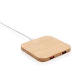 FSC®certificeret 5W trådløs bambus oplader med USB, brun