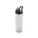 Sport bottle with straw, silver