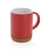 Ceramic mug with cork base, red