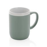 Ceramic mug with white rim, green