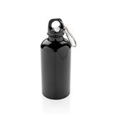 Aluminium genanvendelig sportsflaske med karabinkrog, sort