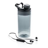 Leakproof flaske med trådløs øretelefoner, grå
