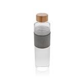 Impact borosilicate glass bottle with bamboo lid, transparen