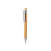 Bambus pen med clip i hvedestrå, blå